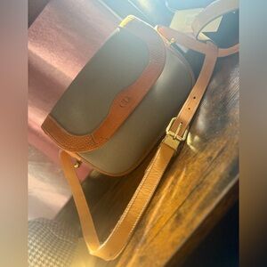 Christian Dior Brown Leather, and Gray Crossbody